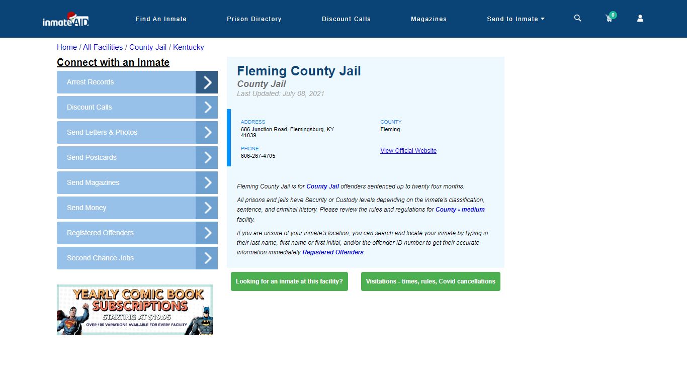 Fleming County Jail - Inmate Locator - Flemingsburg, KY